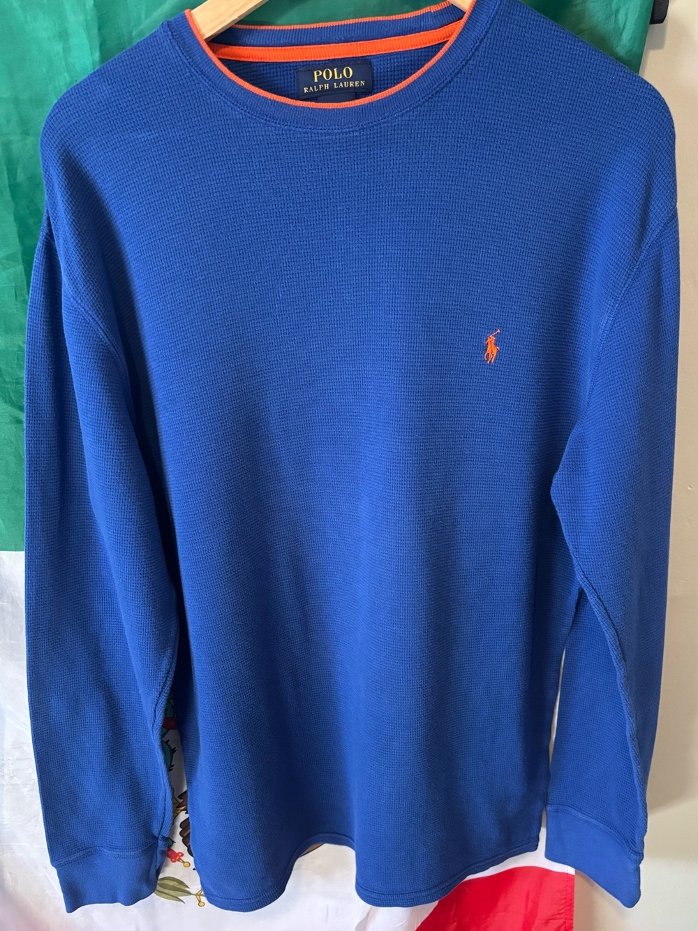 Polo by Ralph Lauren Blue Crewneck with Orange Trim